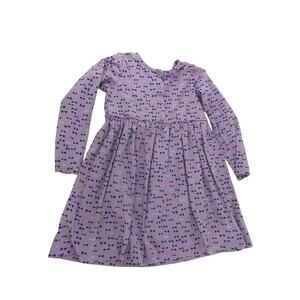 Hanna Andersson lavender and blue bow tie long sleeve skater dress Casual 120/6y